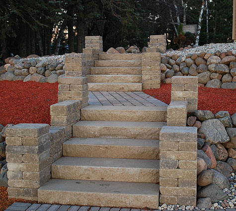 rock stairs, example of A+ Contractor's landscaping work